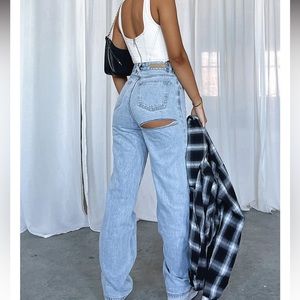 COPY - White Fox On Replay Jeans Ice Blue size small